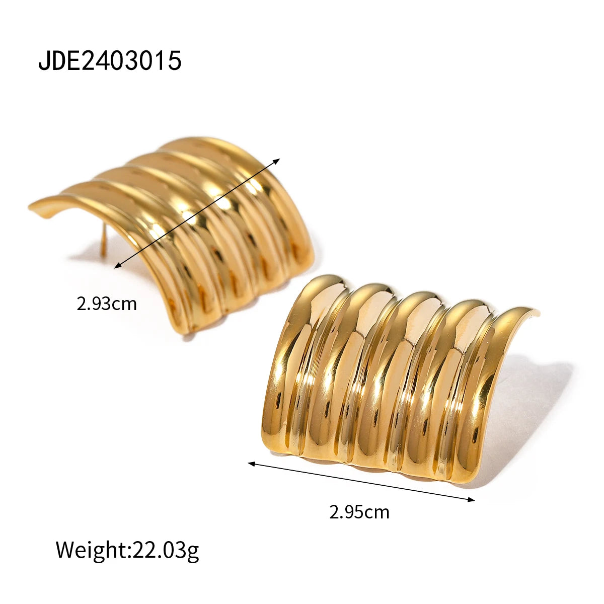 Uworld Vintage Minimalist Stainless Steel Elegant Stud Earrings for Women Waterproof 18k Gold Color Texture Metal Distinctive