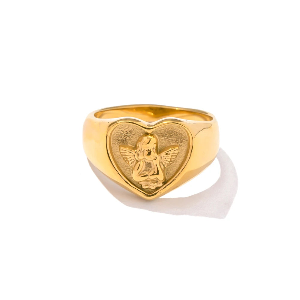 Stainless Steel Chubby Rings for Women With Zircon Shell Understated Delicate Female Engagement Jewelry