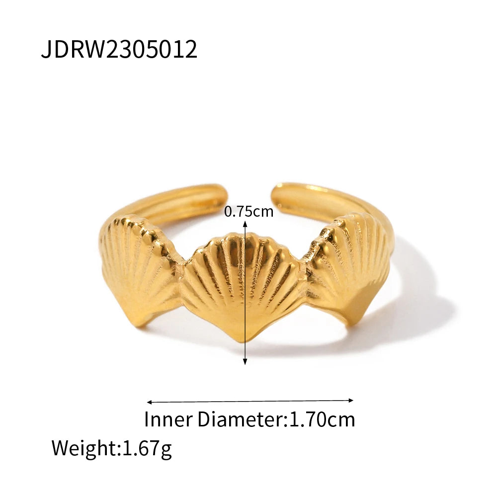 Uworld Top Quality Geometric Wide Stainless Steel Ring 18K Gold Color Waterproof Fashion Minimalist Statement Charm Jewelry Wome