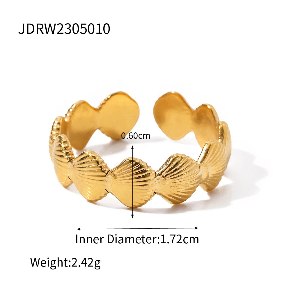 Uworld Top Quality Geometric Wide Stainless Steel Ring 18K Gold Color Waterproof Fashion Minimalist Statement Charm Jewelry Wome