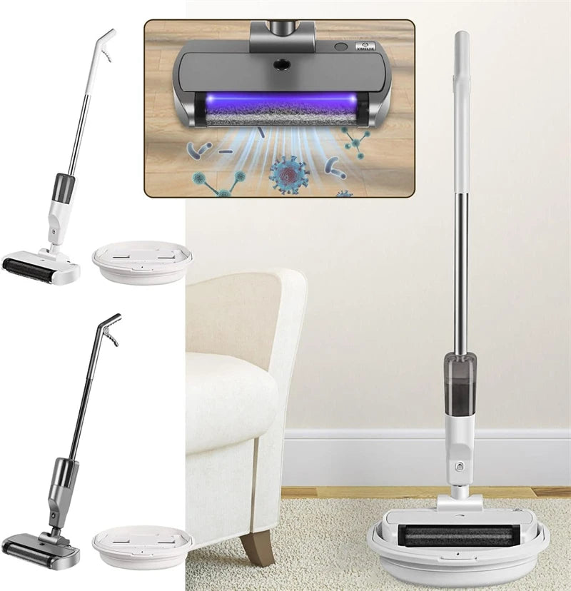 Handheld Cordless Hard Floor Sweeper Vacuum Cleaner Wireless Electric Mop Cleaner Automatic  2 in 1 Wet & Dry Home Cleaner