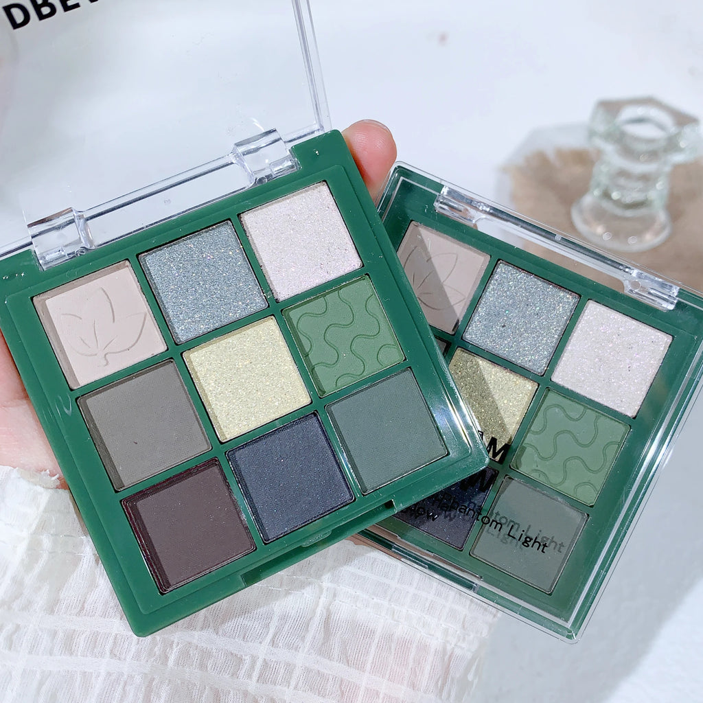 JUJU DREAM Green Brown Phantom Nine Colors Eyeshadow Palette Retro French Sense Green Olive Green Small Smoky