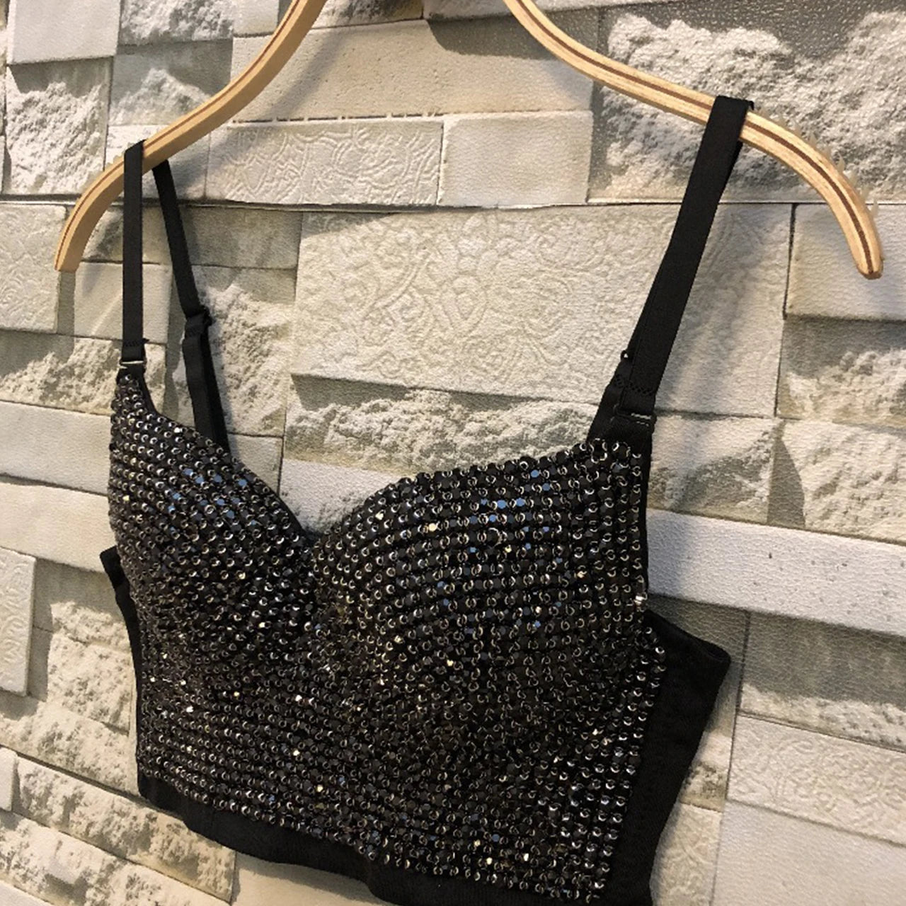 Irene Tinnie Hand-Made Pearls Jewel Diamond Bralet Women Bustier Bra Wedding Party Night Club Corset Cropped Top Vest Plus Size