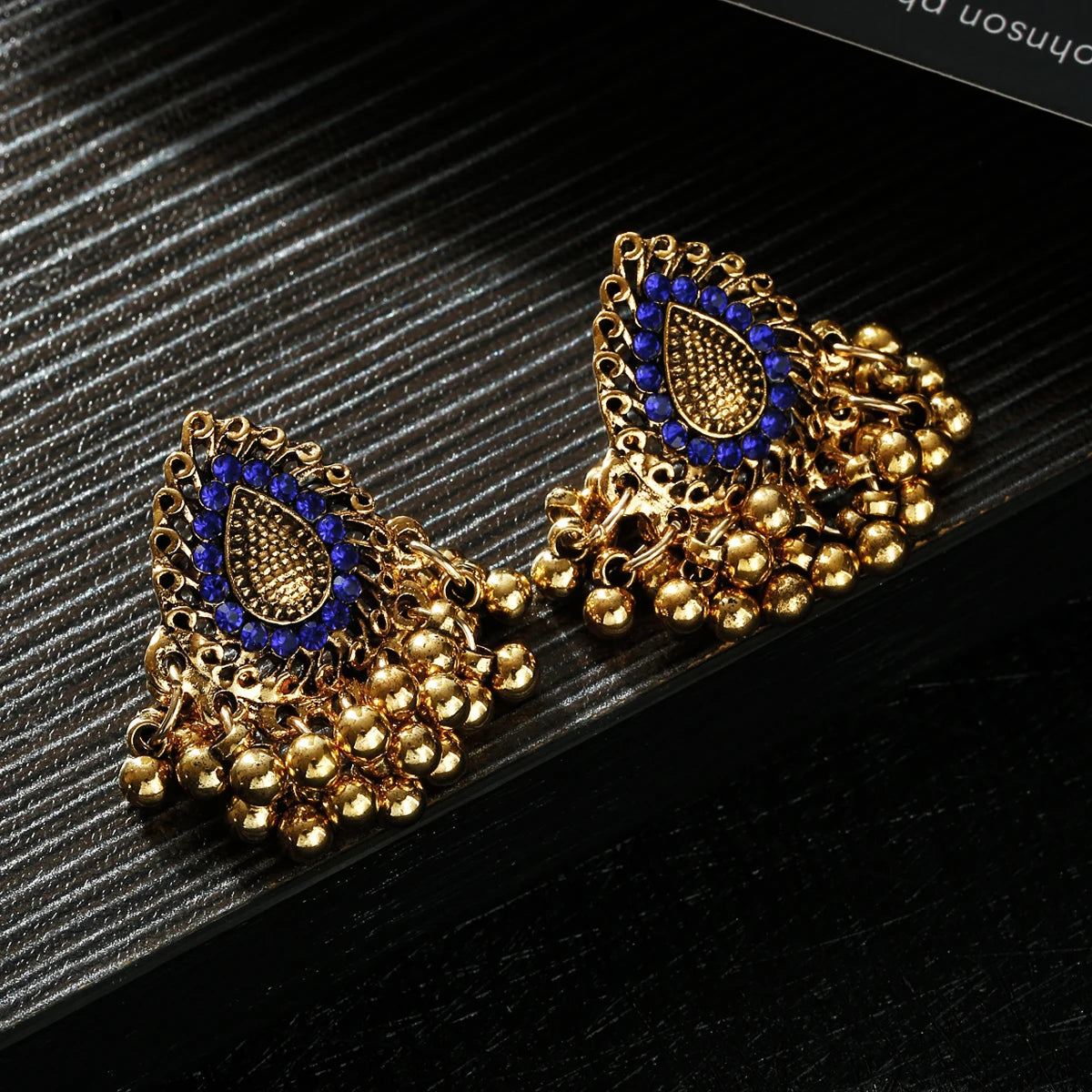 Bohemian Ethnic Tear Drop Pendientes Earrings Women Vintage Yellow Crystal Beads Tassel Dangle Earrings Indian Jewelry Bijoux