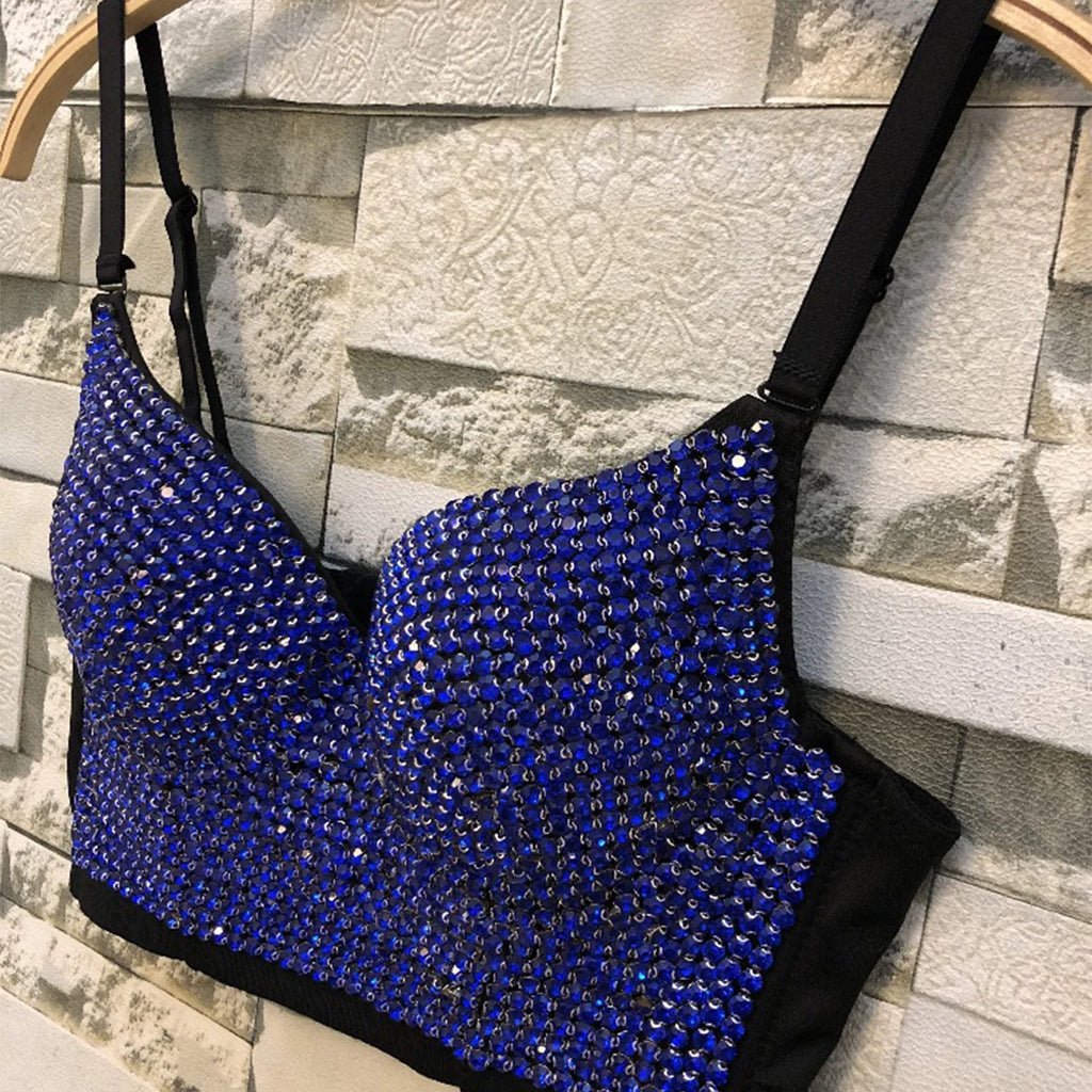 Irene Tinnie Hand-Made Pearls Jewel Diamond Bralet Women Bustier Bra Wedding Party Night Club Corset Cropped Top Vest Plus Size