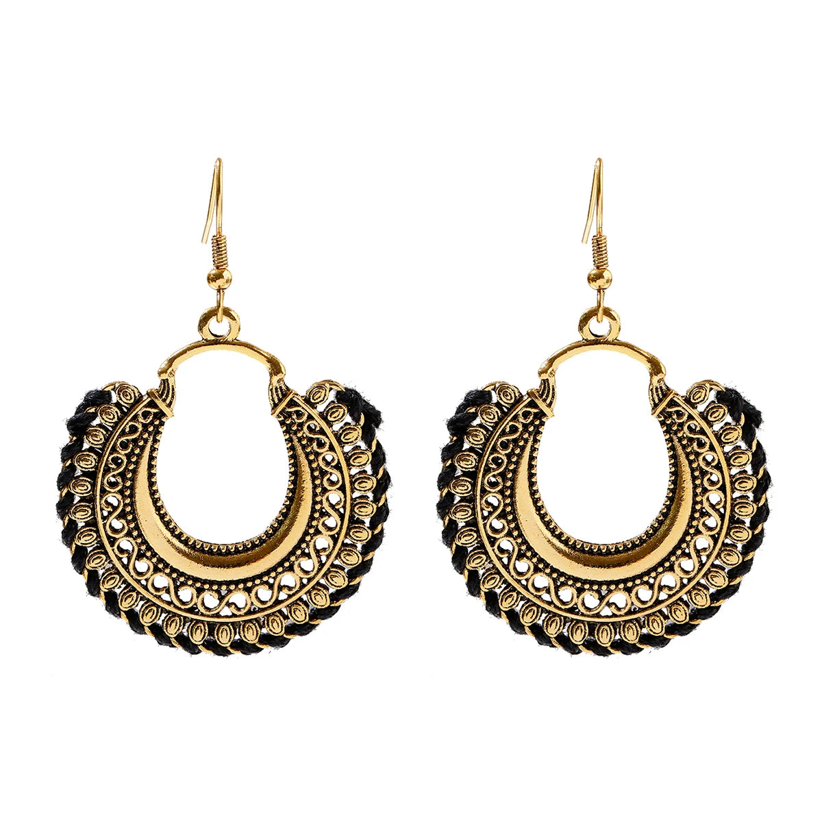 Vintage Gold Color Peacock Alloy Bollywood Oxidized Earrings For Women Ethnic Pearl Tassel Jhumka Dangle Earrings