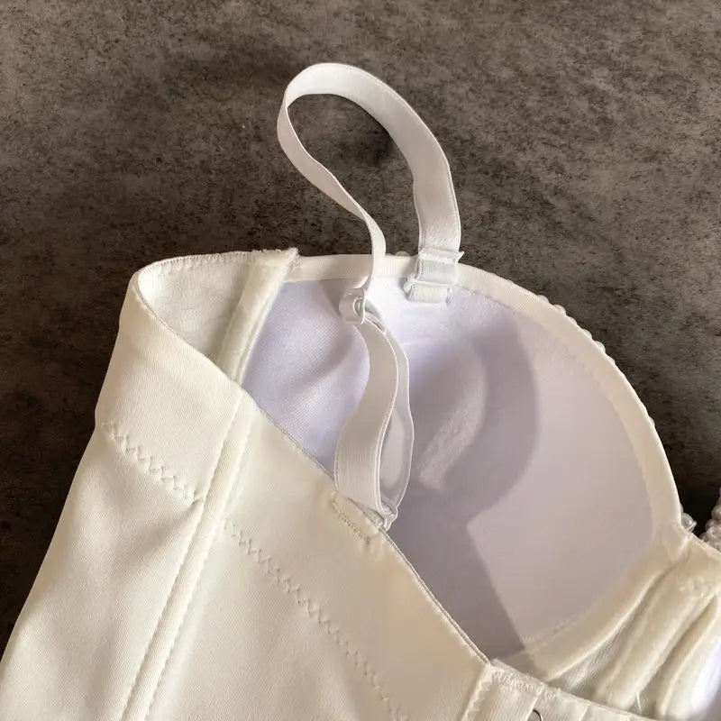 Women's Full Beads Corset Top Sexy Pearls Short Chest Binder Camisole Tube Bra Debardeur for Nightclub Junior Polyester Lingerie