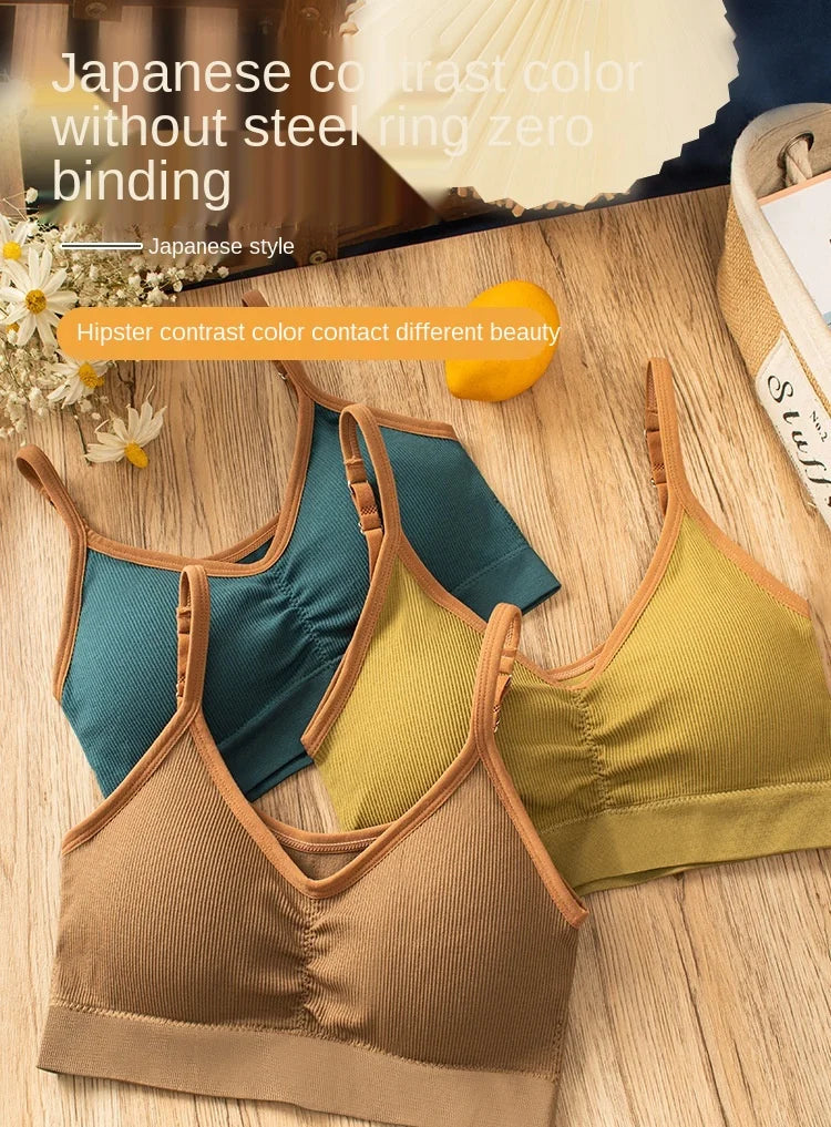 Women's Cotton Underwear Tube Tops Sexy Color Matching Bra Fashion Sports Comfort Tank Up Girl Suspender Underwear Sexy Lingerie