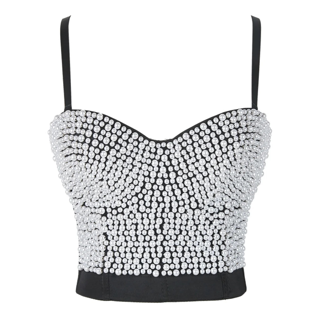 Irene Tinnie Hand-Made Pearls Jewel Diamond Bralet Women Bustier Bra Wedding Party Night Club Corset Cropped Top Vest Plus Size