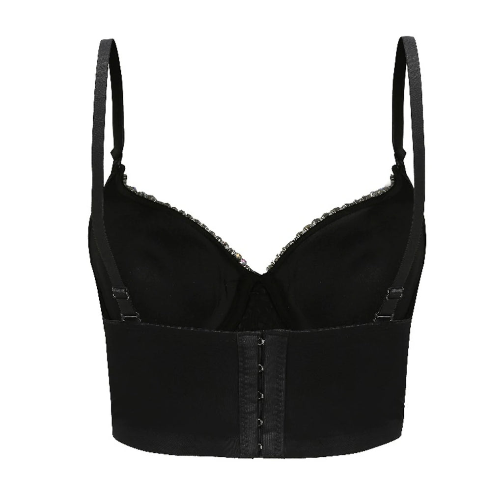 Irene Tinnie Hand-Made Pearls Jewel Diamond Bralet Women Bustier Bra Wedding Party Night Club Corset Cropped Top Vest Plus Size