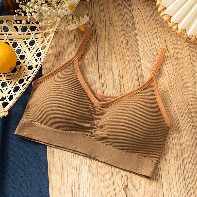 Women's Cotton Underwear Tube Tops Sexy Color Matching Bra Fashion Sports Comfort Tank Up Girl Suspender Underwear Sexy Lingerie