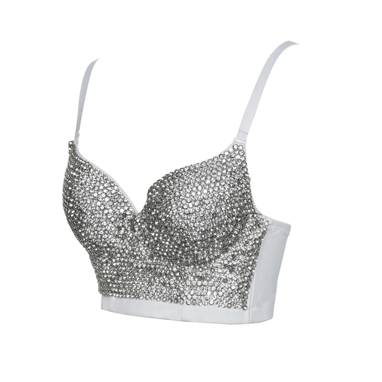 Irene Tinnie Hand-Made Pearls Jewel Diamond Bralet Women Bustier Bra Wedding Party Night Club Corset Cropped Top Vest Plus Size