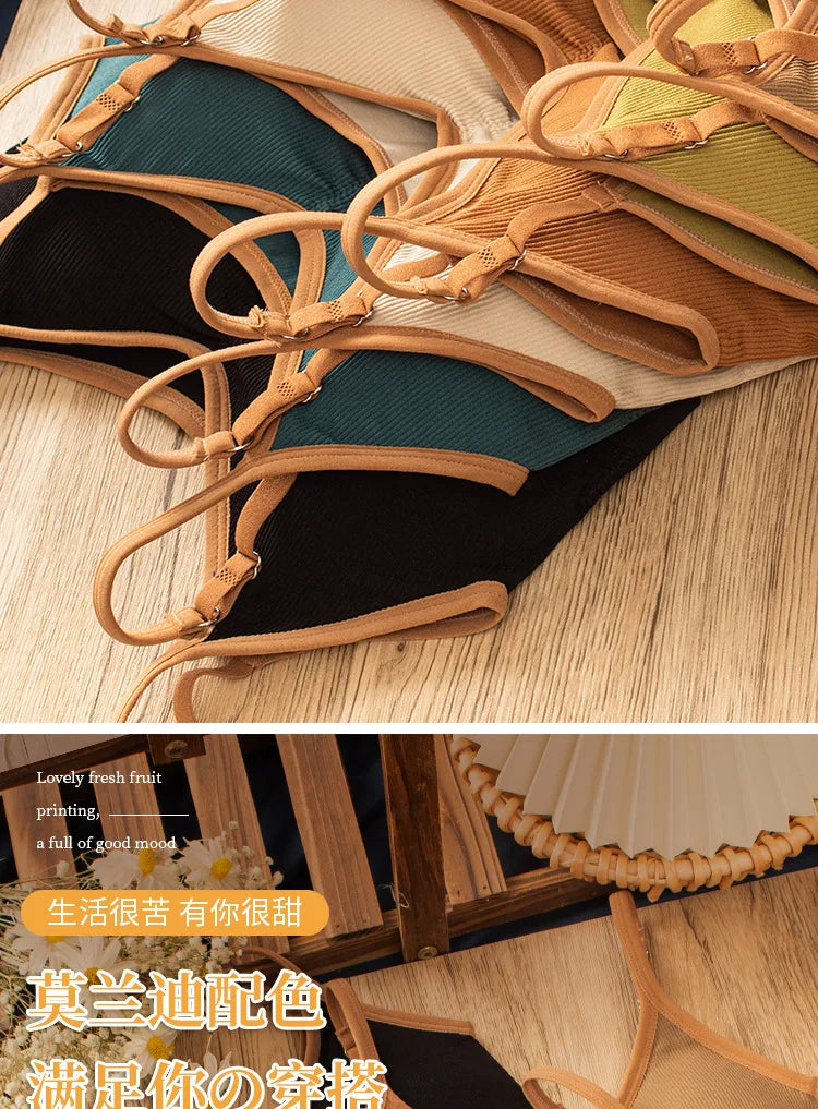 Women's Cotton Underwear Tube Tops Sexy Color Matching Bra Fashion Sports Comfort Tank Up Girl Suspender Underwear Sexy Lingerie