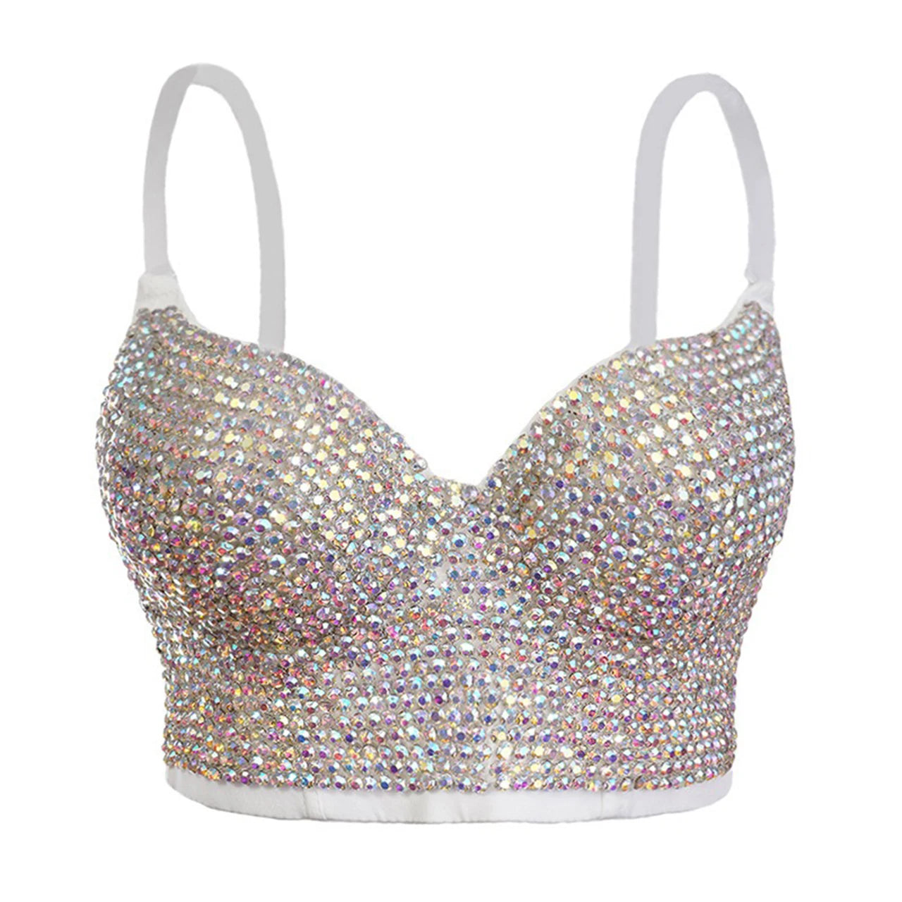 Irene Tinnie Hand-Made Pearls Jewel Diamond Bralet Women Bustier Bra Wedding Party Night Club Corset Cropped Top Vest Plus Size