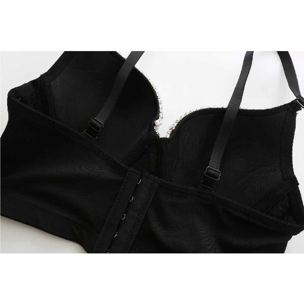 Irene Tinnie Hand-Made Pearls Jewel Diamond Bralet Women Bustier Bra Wedding Party Night Club Corset Cropped Top Vest Plus Size