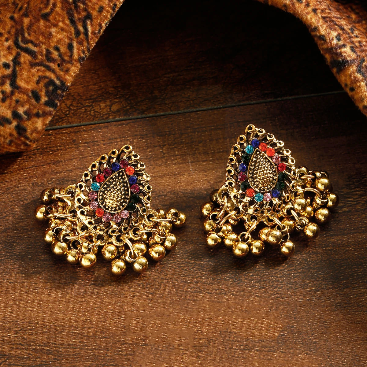 Bohemian Ethnic Tear Drop Pendientes Earrings Women Vintage Yellow Crystal Beads Tassel Dangle Earrings Indian Jewelry Bijoux