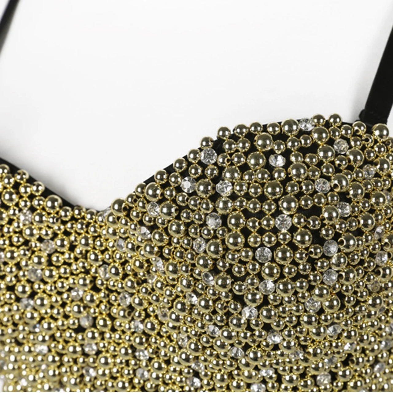 Irene Tinnie Hand-Made Pearls Jewel Diamond Bralet Women Bustier Bra Wedding Party Night Club Corset Cropped Top Vest Plus Size