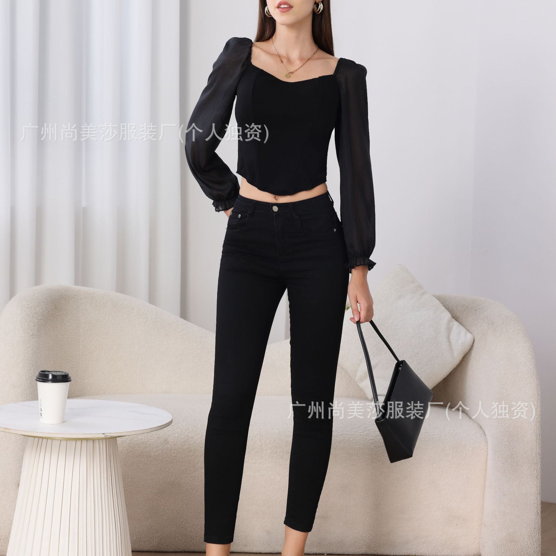 European and American Style Sexy Long-Sleeved Three-Dimensional Fish Bone with Chest Pad Corset Strapless Slim-Fit Slimming Inner Off-Shoulder Top Women's Autumn