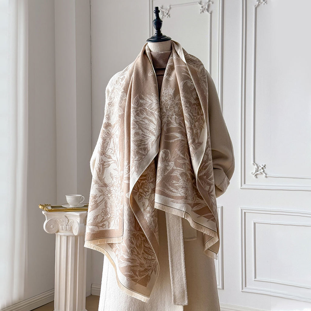 Jacquard Landscape Painting Imitation Cashmere Scarf for Women's Office Air-Conditioned Room Thickeneded Warm Long Trendyy Hot Style Scarf