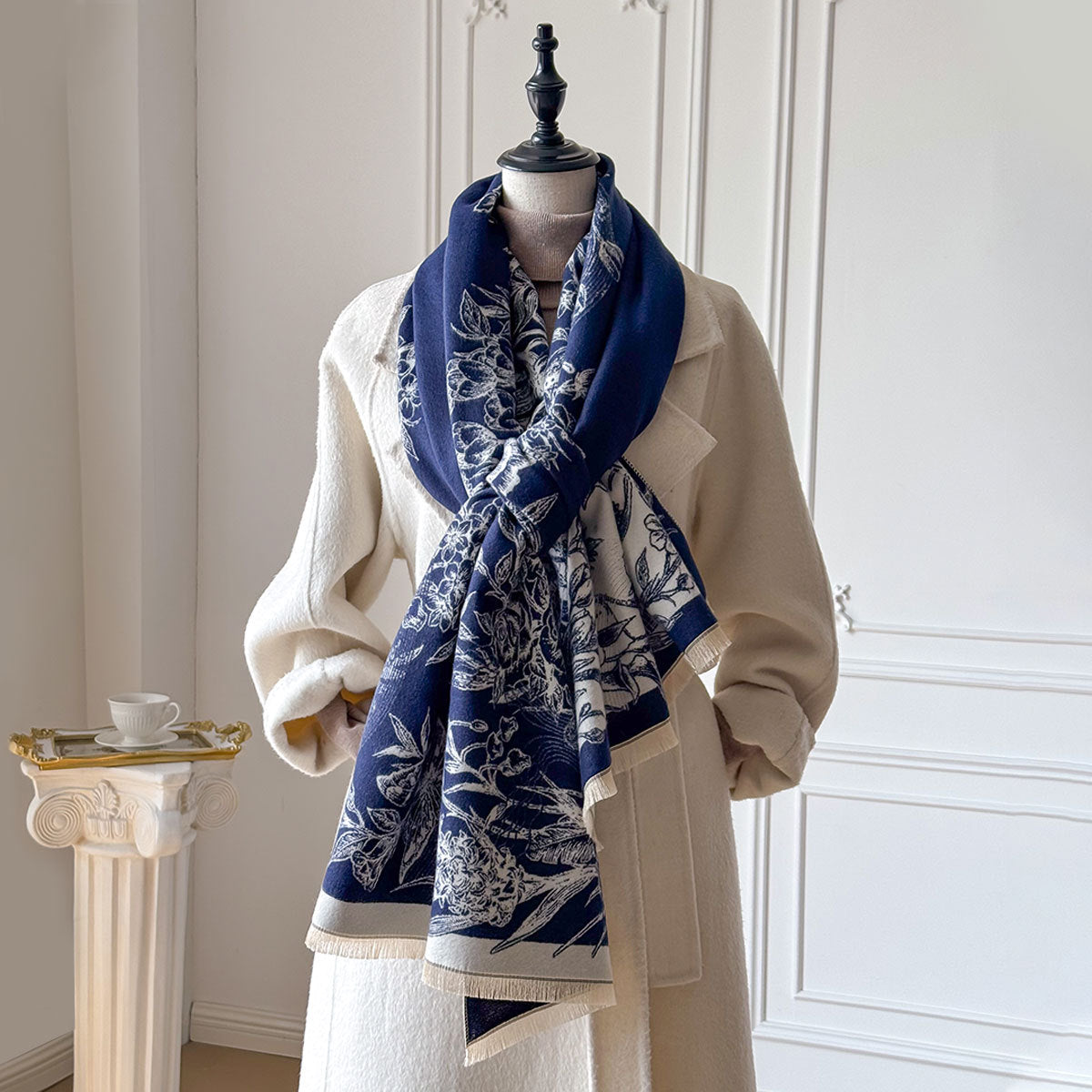 Jacquard Landscape Painting Imitation Cashmere Scarf for Women's Office Air-Conditioned Room Thickeneded Warm Long Trendyy Hot Style Scarf