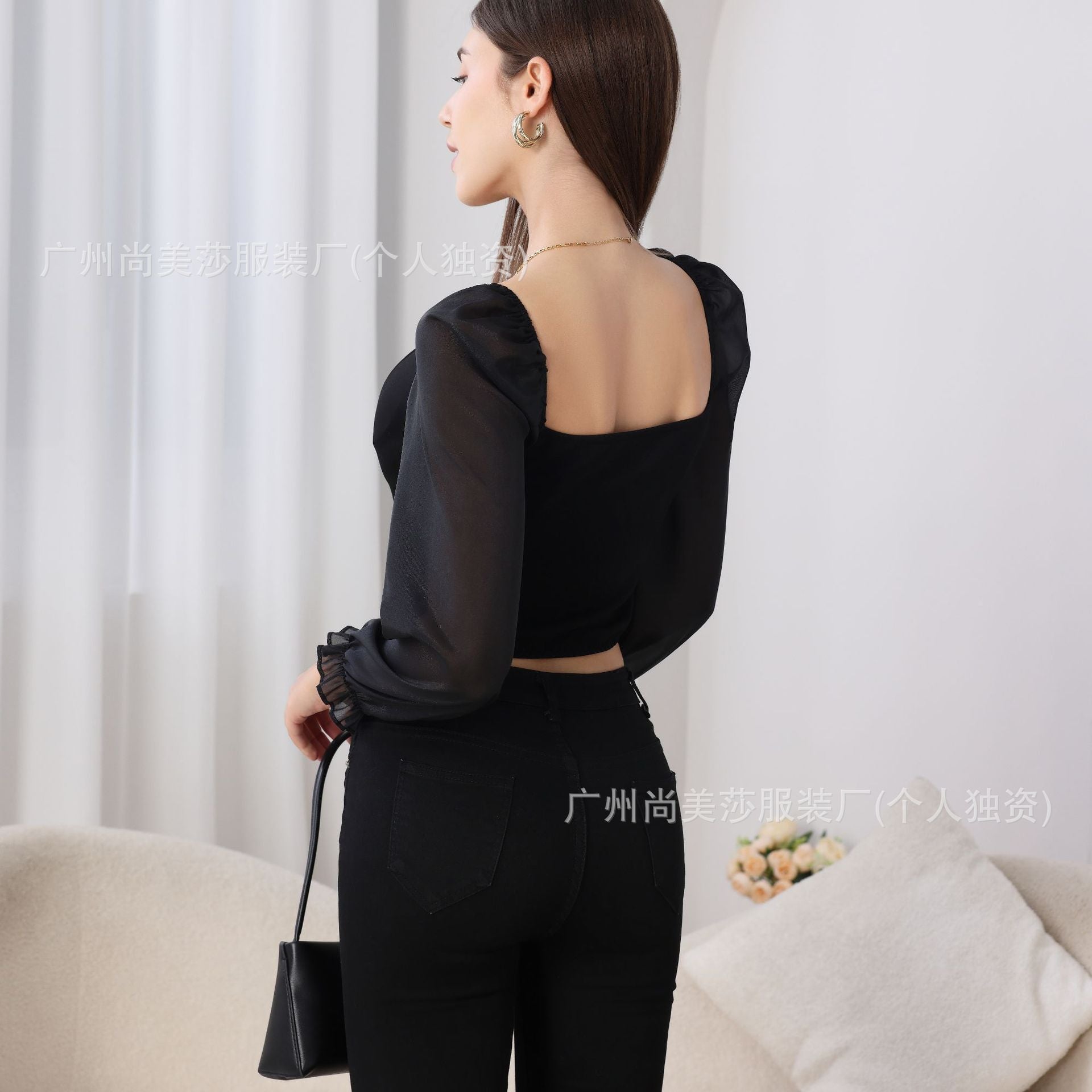 European and American Style Sexy Long-Sleeved Three-Dimensional Fish Bone with Chest Pad Corset Strapless Slim-Fit Slimming Inner Off-Shoulder Top Women's Autumn
