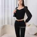 European and American Style Sexy Long-Sleeved Three-Dimensional Fish Bone with Chest Pad Corset Strapless Slim-Fit Slimming Inner Off-Shoulder Top Women's Autumn