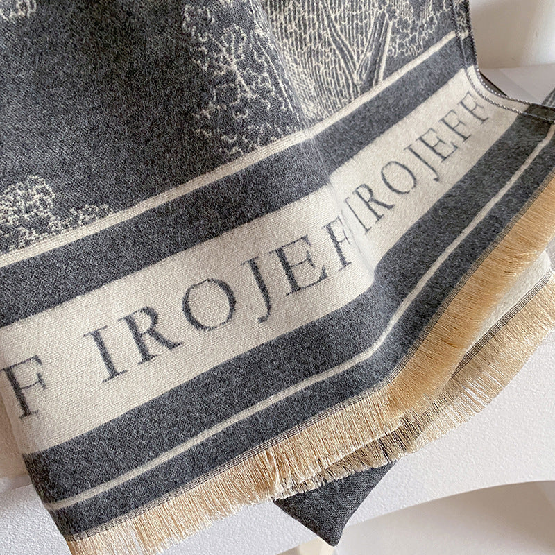 Jacquard Landscape Painting Imitation Cashmere Scarf for Women's Office Air-Conditioned Room Thickeneded Warm Long Trendyy Hot Style Scarf