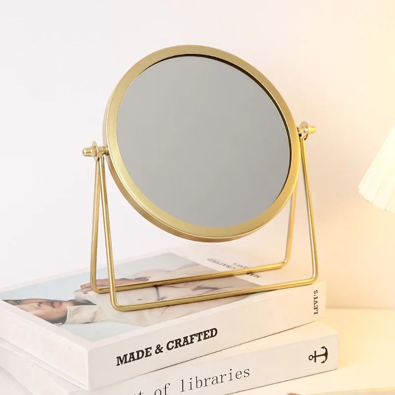 360 Degrees Rotate Iron Desktop Mirror Texture Ladies Makeup Mirror Creative Iron Mirror Strong Sense Of Style