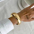 IngeSight.Z 3 Styles Trendy Exaggerated Resin Wide Bangles for Women Punk Gold Color Geometric Heavy Metal Bracelets Men Jewelry
