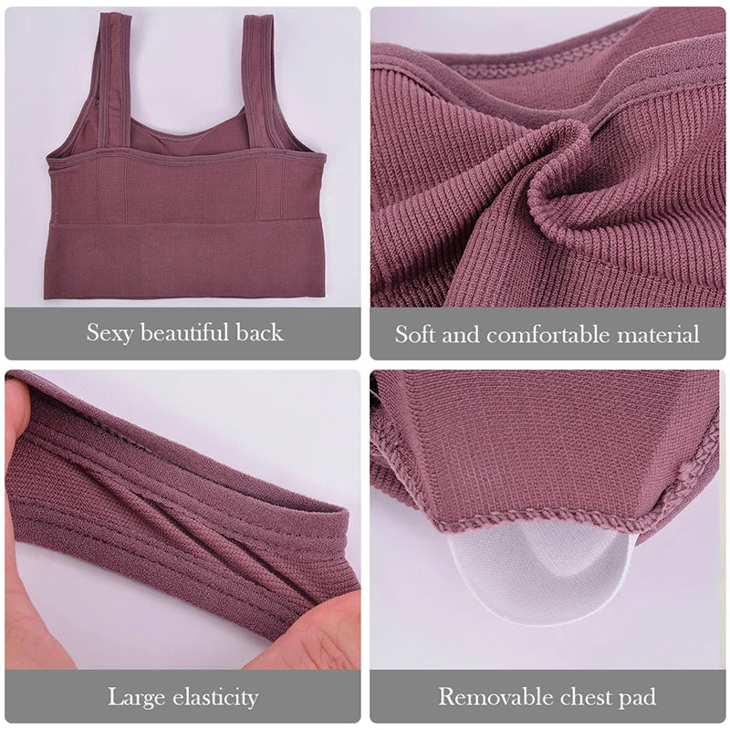 1PCBreathable Sports Bra Anti-Sweat Fitness Top Women Seamless Yoga Bra Shockproof Crop Top Push Up Sport Bra Gym Workout Top