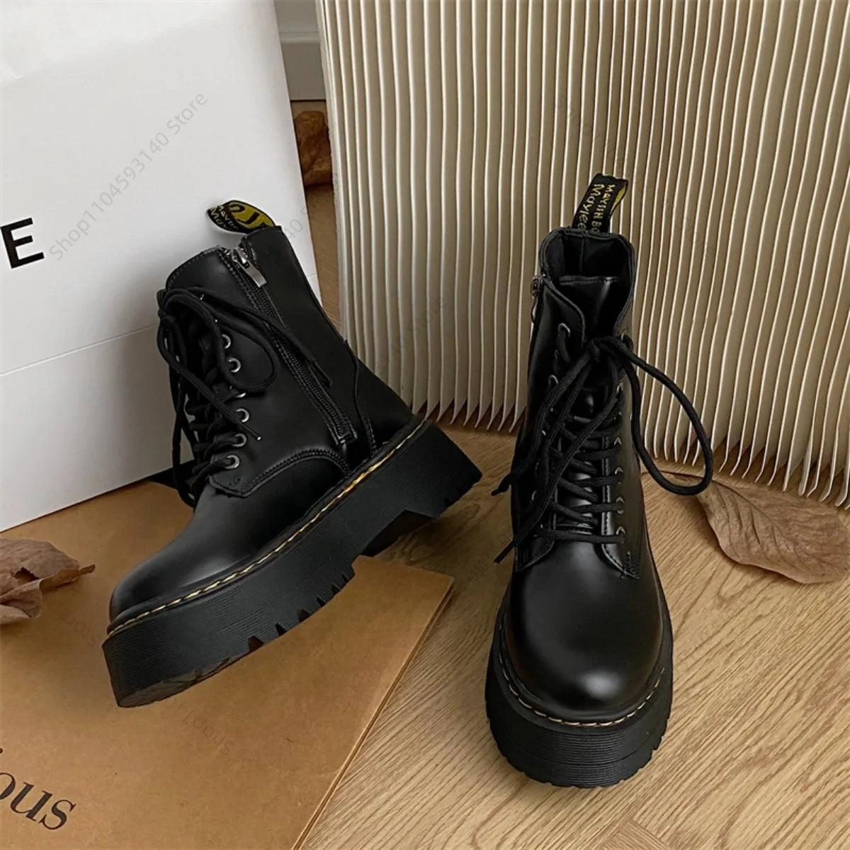 Minimalist Women Boots Casual Shoes Leather Chelsea ladies Classic Punk Female Goth Shoes High Platform Boots Women Botas Mujer