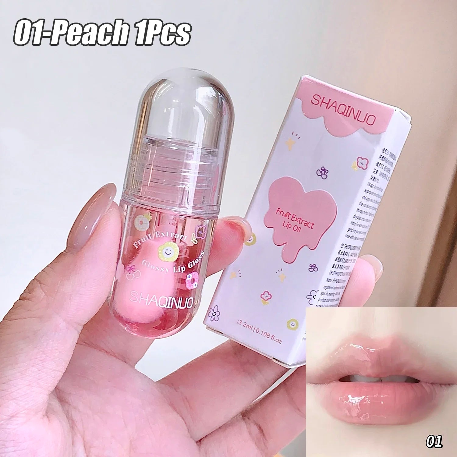 1/3Pcs Fruit Lip Oil Set Transparent Jelly Mirror Water Lip Gloss Nourishing Moisturising Anti-Dry Lips Plumping Makeup Lip Care