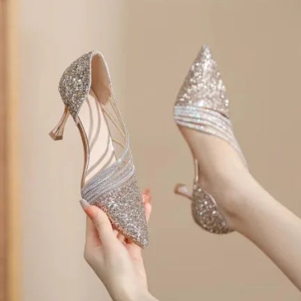 Fashion Sexy Ladies Party Sandals High Heels 2025 Pointed Toe Shin Women Pumps Summer Hot Sale Sandals 34-43 Sandalias De Mujer