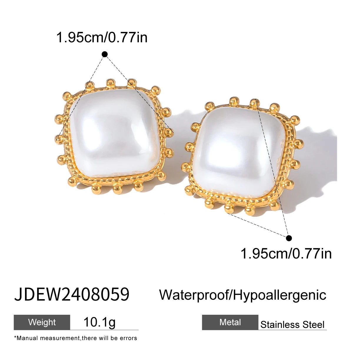 Uworld Exquisite Elegant Irregular Resin Pearls Ear Studs 18K PVD Stainless Steel Gold Color Fine Textured Smooth Earrings For W