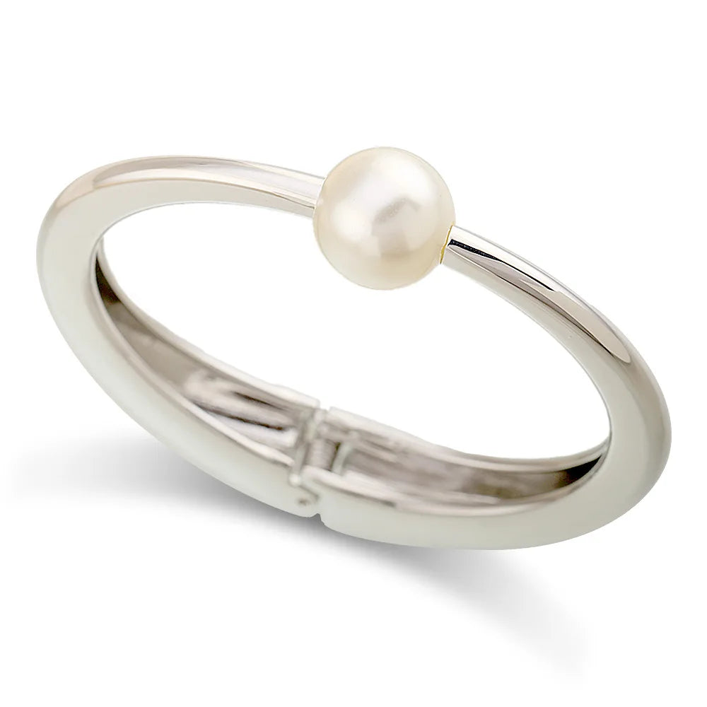 DIEZI 3 style Pearl Cuff Bangles Punk Hip Hop Men Gold Silver Color Metal Water Drop Spring Bangles  Women Bracelet Jewelry
