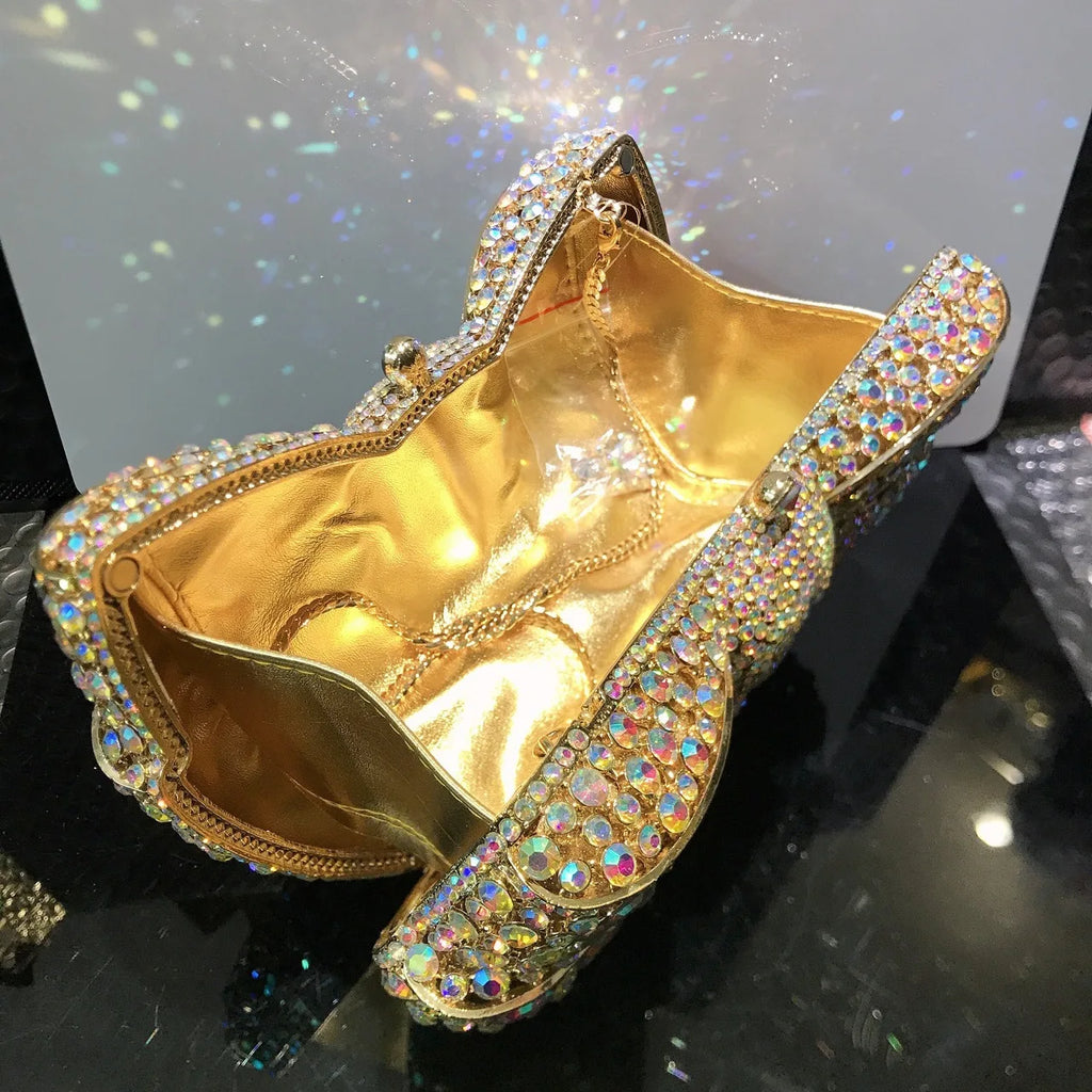 Newest Rhinestone Green/Black Clutch Purse Bow Luxury Diamond Women Red Evening Clutches Bags Wedding Bridal Bag Stones Handbags