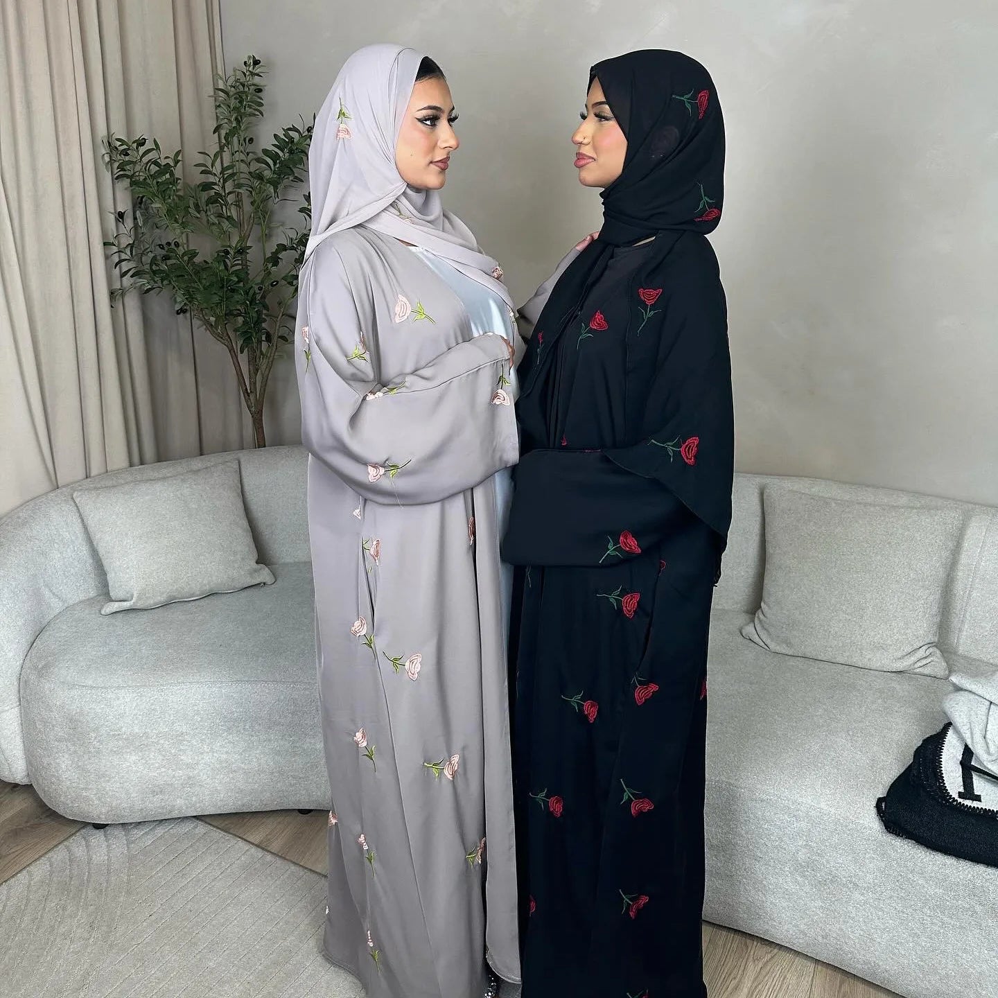 Eid Luxury Floral Embroidery Abaya Kimono Dubai Cardigan Muslim Party Dress Abayas for Women Turkish Islamic Clothes Kaftan Robe