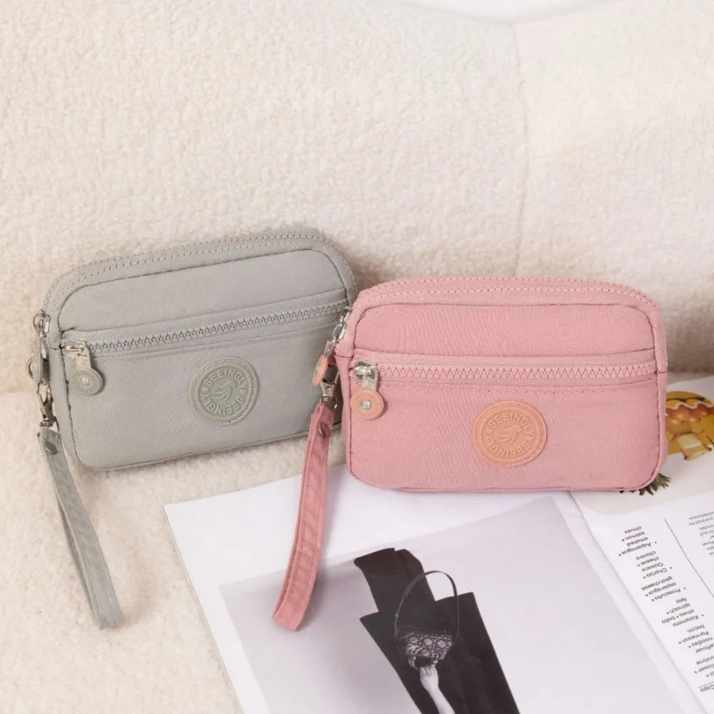 Waterproof Double Layers Zipper Coin Bags Purse Large Capacity Wallet Pouch Card Holder Bank ID Credit Card Keys  Storage Bags