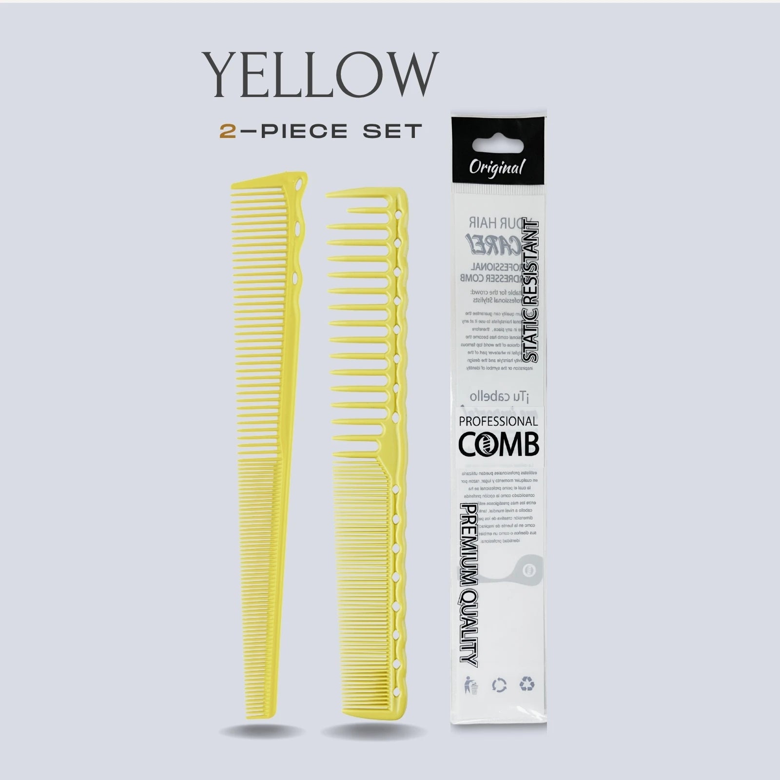 2pcs Set Professional Barbershop Hairdressing Dense Teeth Comb Anti-Static Edge Corner Comb Flat Haircut Styling Trimming Tools