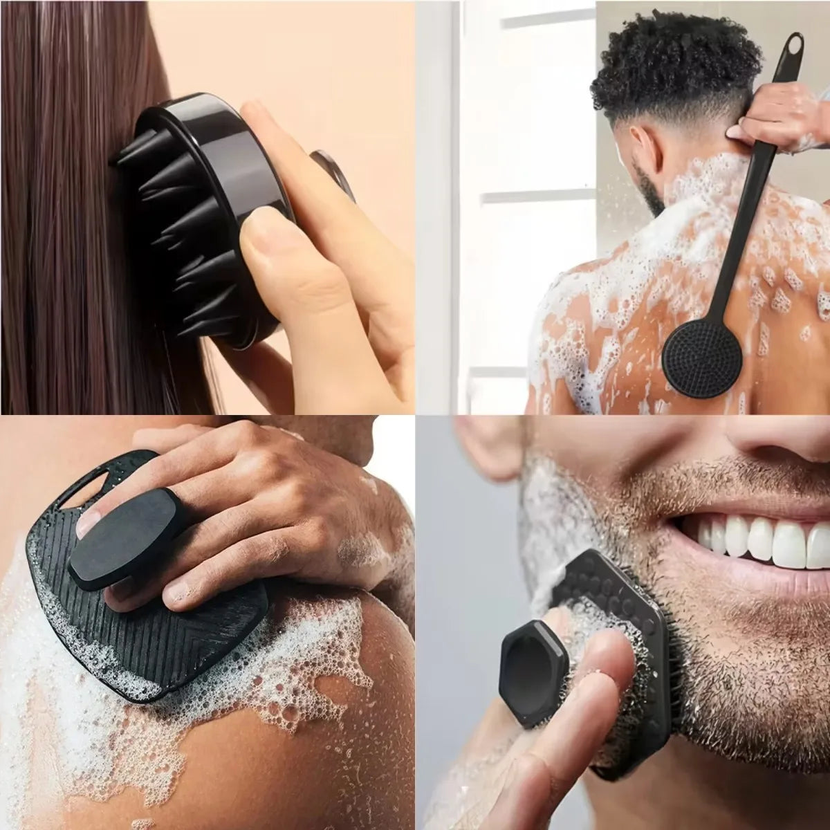 4PCS Set Silicone Body Scrubber Soft Exfoliating Brush for Face Gentle Shower Massage and Skin Cleansing Bathroom Accessories