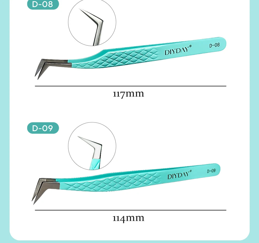 DIYDAY Anti-Slip Tweezers, High-Density Fiber Tip for Eyelash Extensions & Eyebrow, Professional Precision Beauty Tools