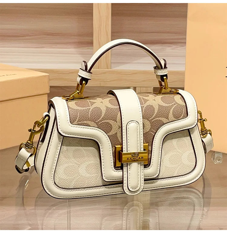 Light luxury niche design contrasting color saddle bag 2025 new high-end handbag versatile single shoulder crossbody bag