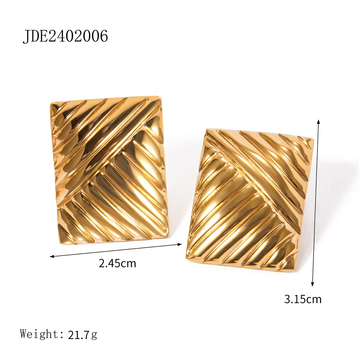 Uworld Vintage Minimalist Stainless Steel Elegant Stud Earrings for Women Waterproof 18k Gold Color Texture Metal Distinctive