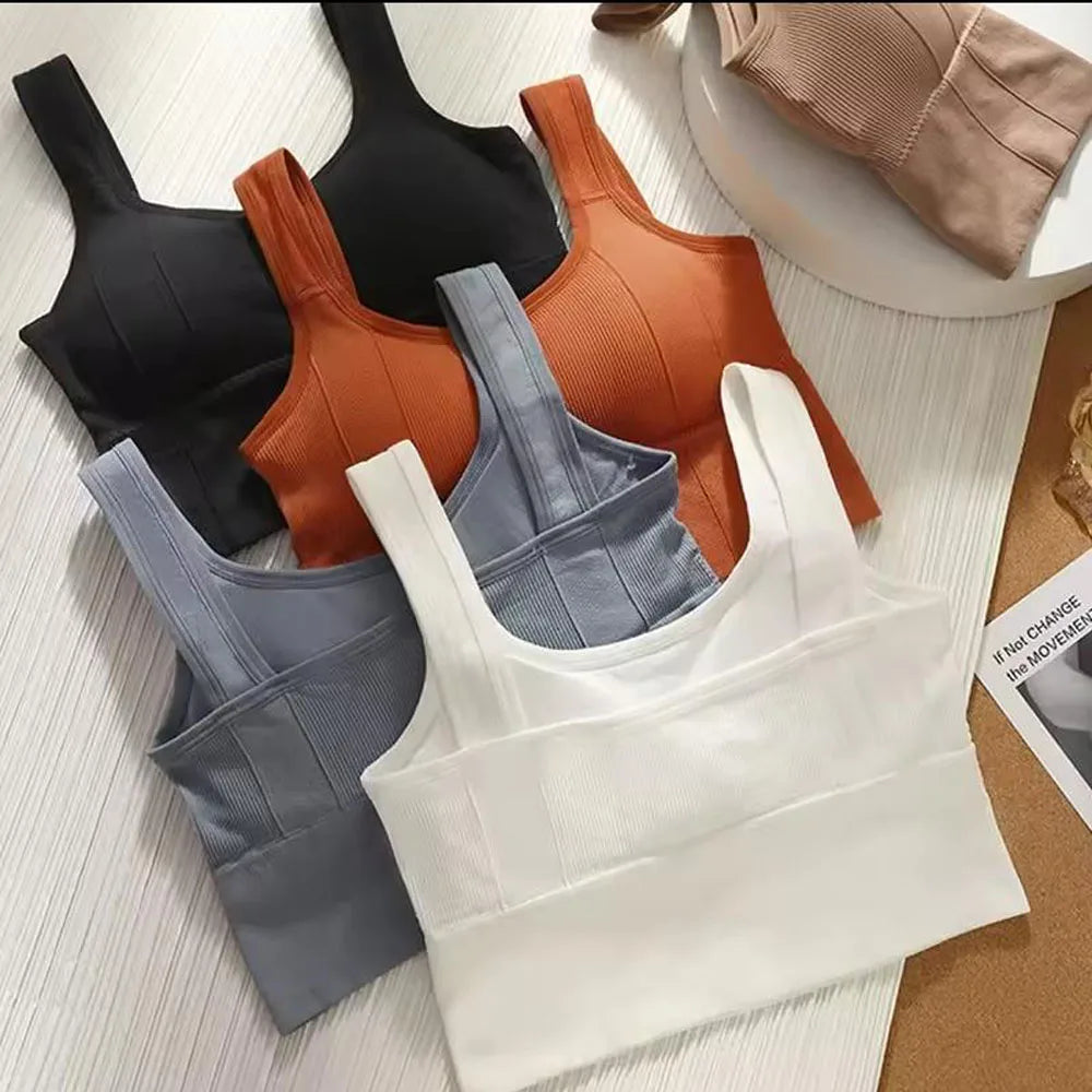 1PCBreathable Sports Bra Anti-Sweat Fitness Top Women Seamless Yoga Bra Shockproof Crop Top Push Up Sport Bra Gym Workout Top