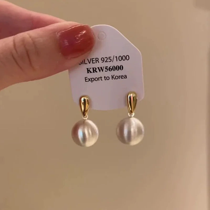 XIYANIKE Gold Silver Colour Contrasting Metal Brushed Ball Pendant Stud Earrings For Women Fashion New Jewelry Gift Party Rock