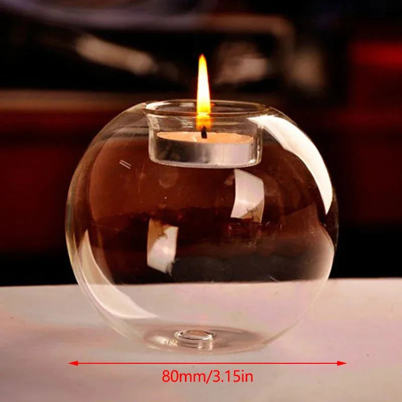 Elegant Round Glass Candle Holders - European Style Centerpiece for Christmas, Halloween & Wedding Parties