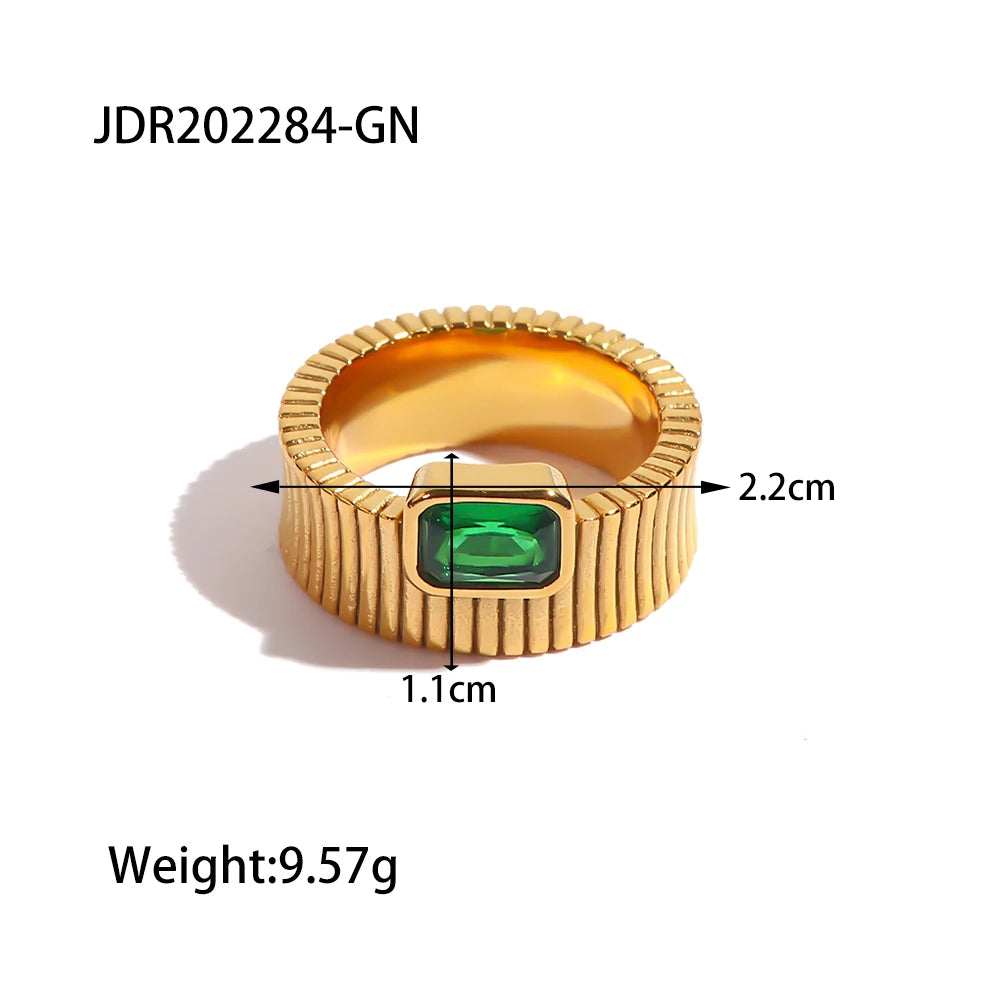 Stainless Steel Chubby Rings for Women With Zircon Shell Understated Delicate Female Engagement Jewelry