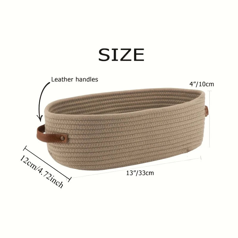 Oval Woven Bathroom Storage Basket, Multifunctional Desktop Organizer, Toilet Paper Holder, Toy Storage Basket