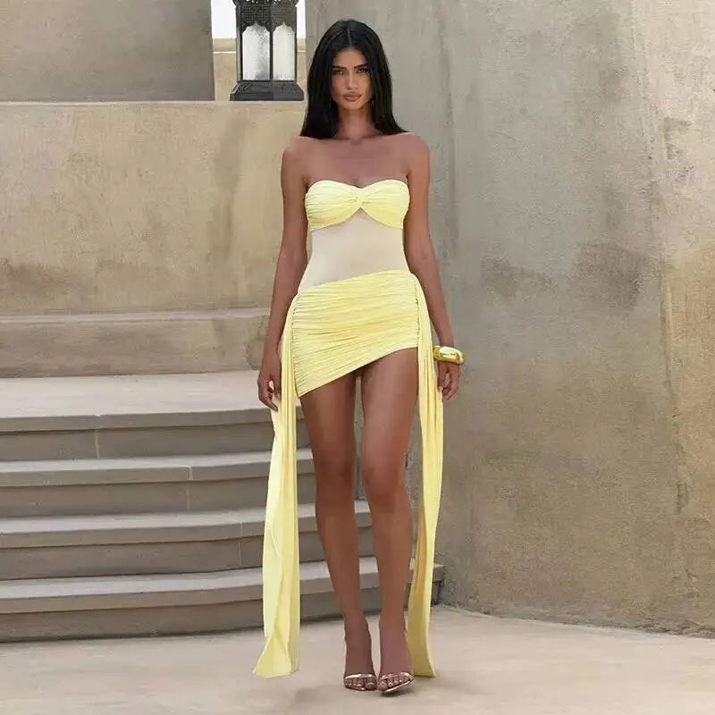 Townlike Pleated Slim Bodycon Maxi Long Dress Women Off Shoulder 2025 Autumn Winter Dress Lace Patchwork Sexy Party Dresses