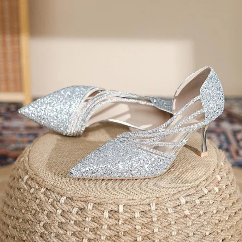 Fashion Sexy Ladies Party Sandals High Heels 2025 Pointed Toe Shin Women Pumps Summer Hot Sale Sandals 34-43 Sandalias De Mujer